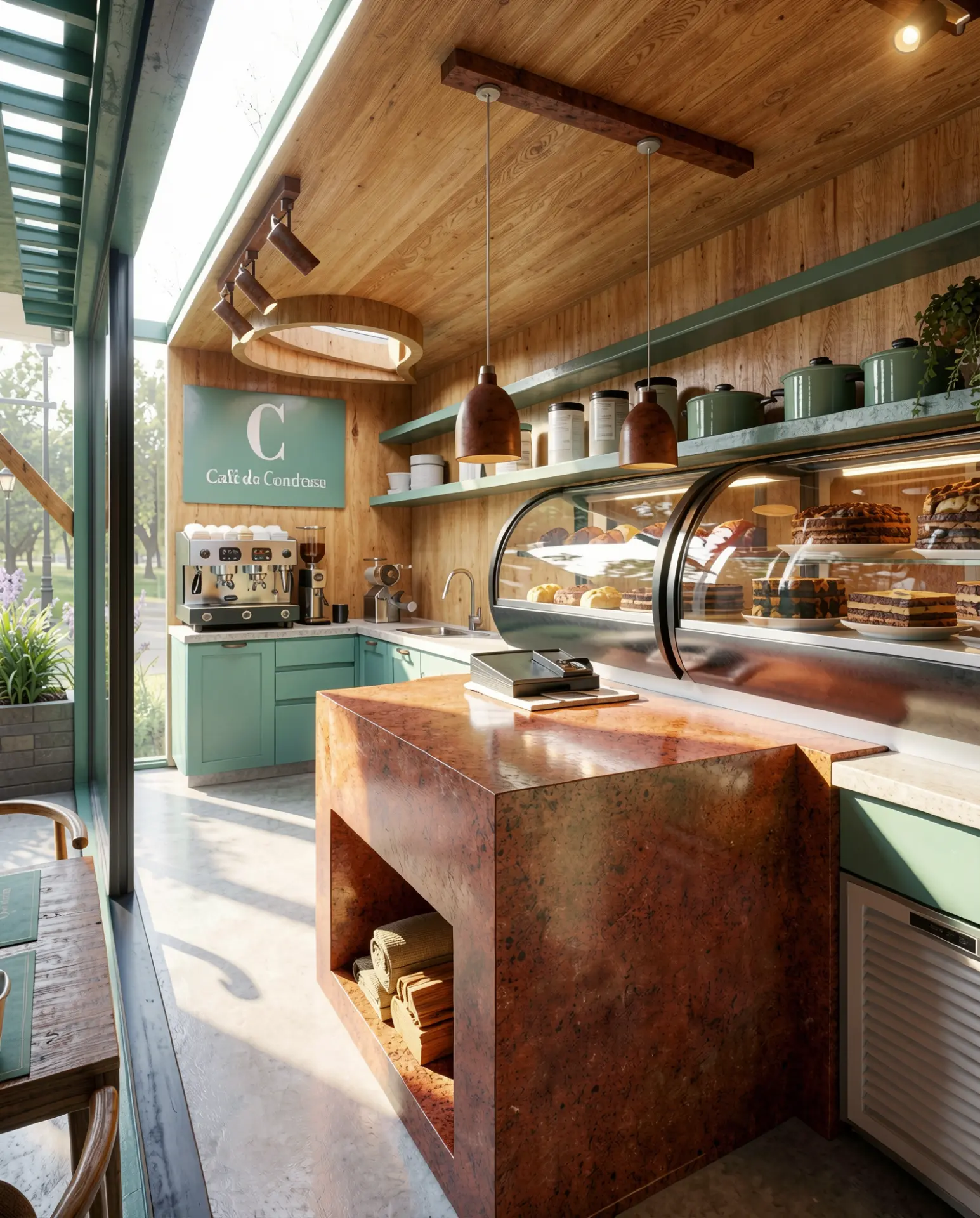 Café da Condessa - Pavilhão Botânico — Balcão de atendimento e vitrine