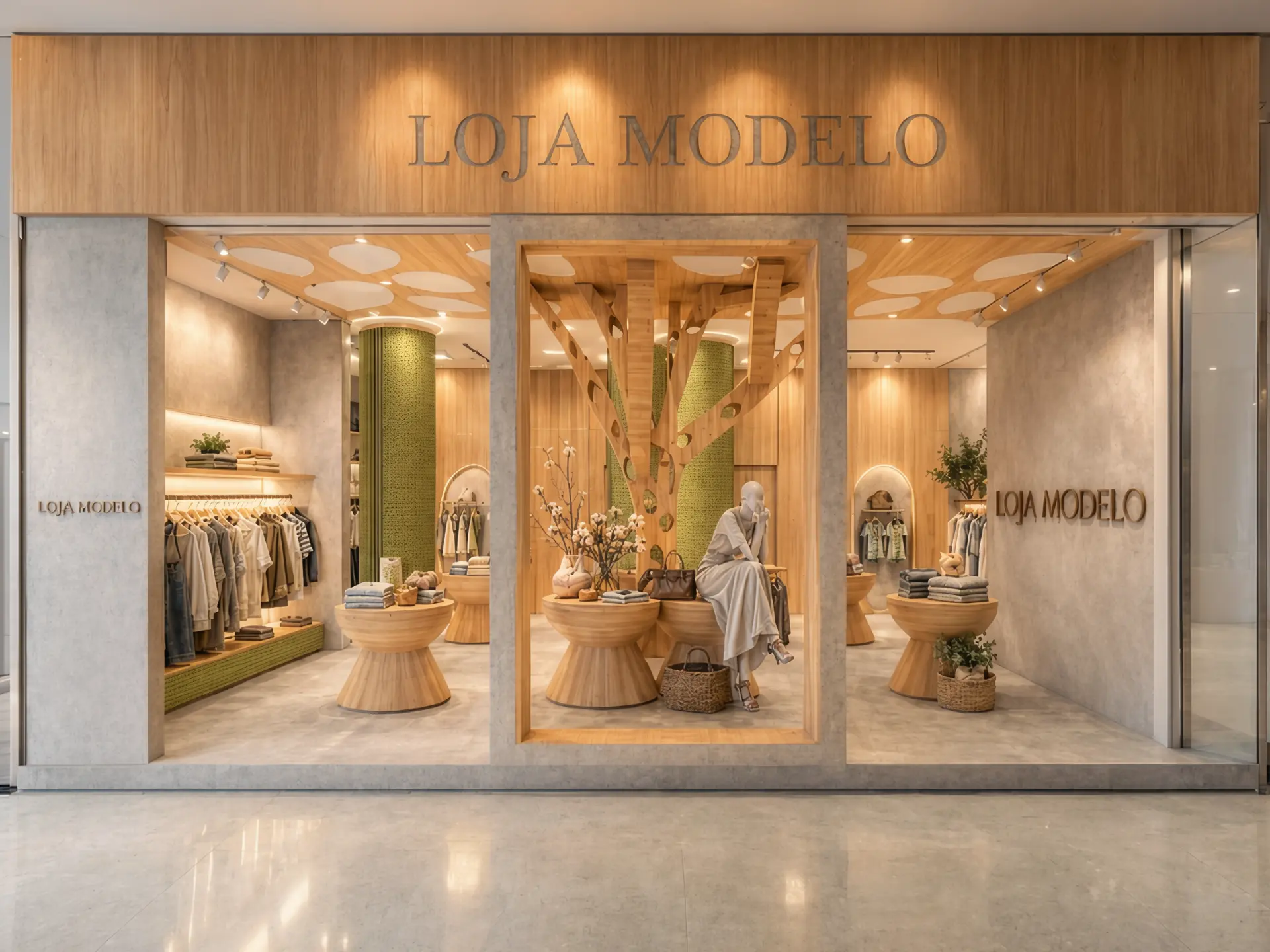 Loja Modelo — Vitrine e interior da loja de moda