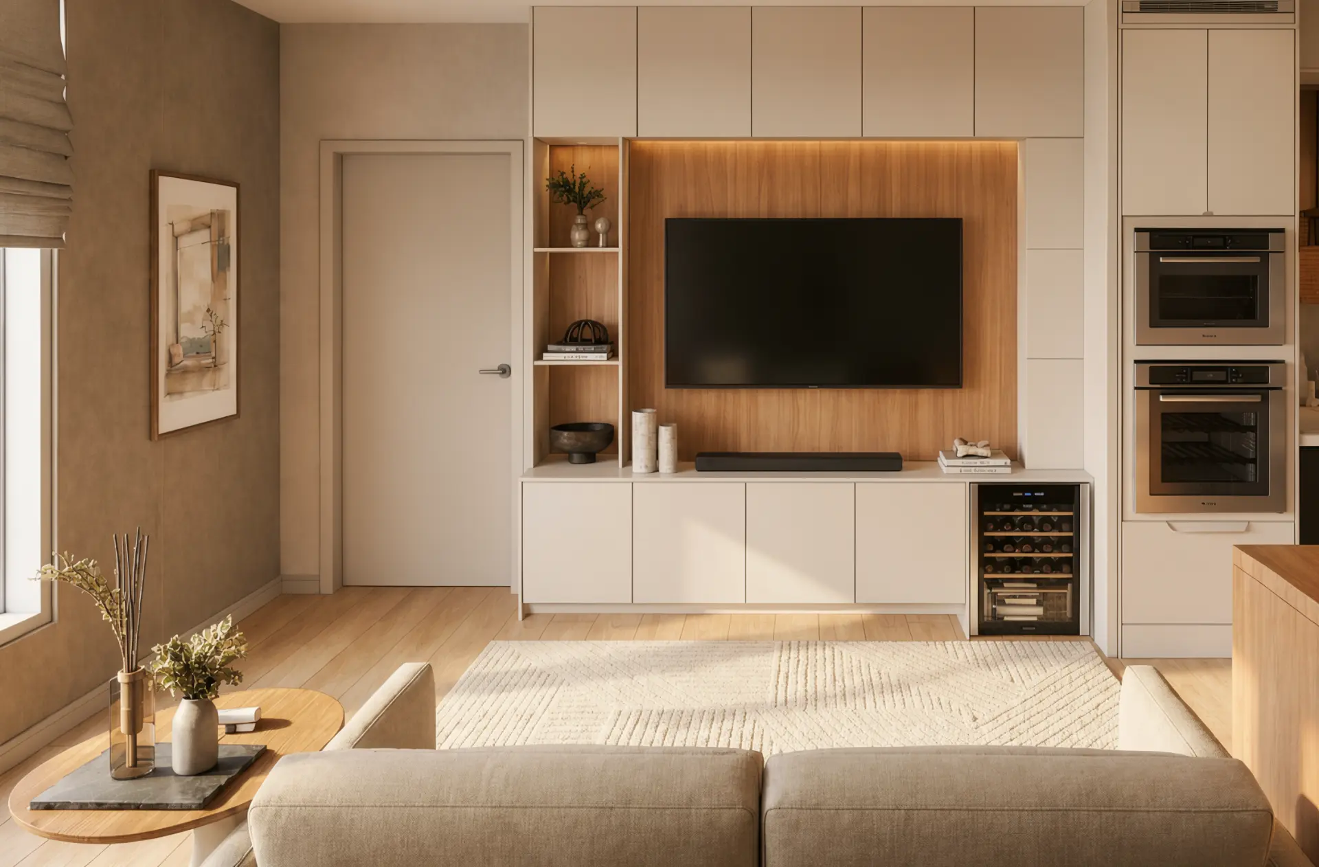 Estúdio Mariana — Living e painel de TV