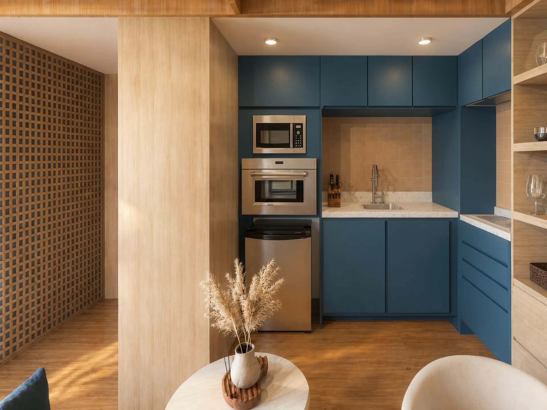 Estúdio Airbnb - Uapé — Cozinha compacta em azul